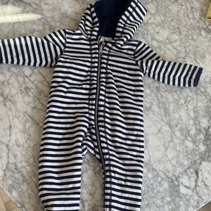 Hanna Andersson Navy and White Striped Footie